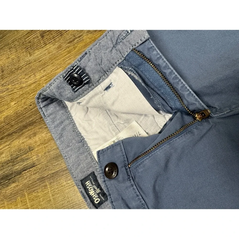 OshKosh‎ B'gosh Pants Size 7 Unisex Blue Chinos with Elastic Waist Cotton Blend